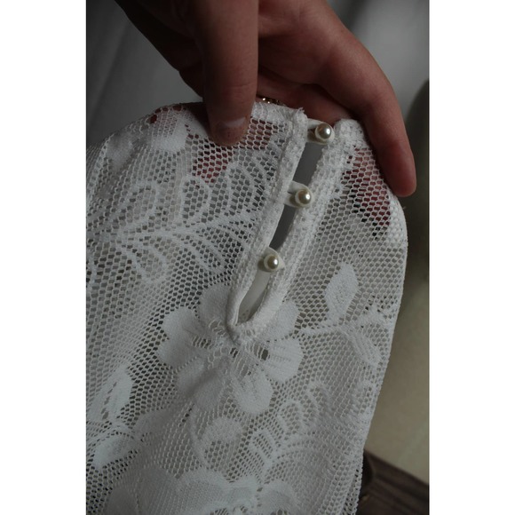 Vintage 80s/90s Reworked White Lace Pleated Top - Picture 6 of 8